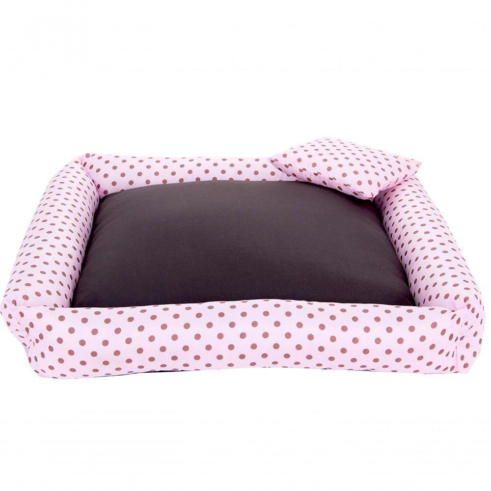 Cama Pet Cachorro Ou Gato Poa Porte Grande Marrom E Rosa [f101]