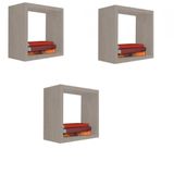 Kit 3 Nicho Decorativo 55x55x20 Cm Madeirado Em Mdf [f031]