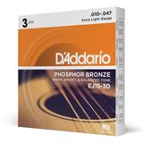 Encordoamento Violão Aço 10-47 (3 Jogos) D Addario Ej15-3d [f035]