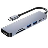 Adaptador Hub 6 Em 1 Tipo C 4k Hdmi Usb Sd Tf