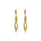 Brinco Grande De Folhas Sobrepostas Folheado Em Ouro 18k [f027]