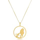 Colar Personalizado Mufasa E Simba Rei Leão Folheado Em Ouro 18k [f027]