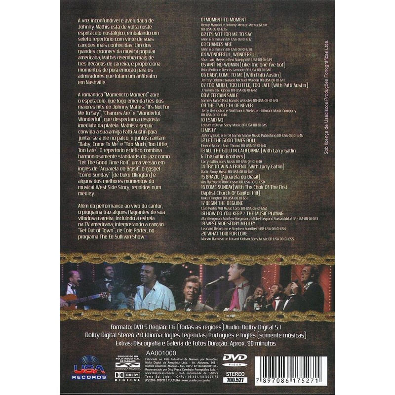 Dvd - Johnny Mathis Chances Are - Carrefour