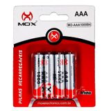 Kit 4 Pilha Recarregáveis Palito Tamanho Aaa Mox De 1.000Mah