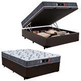 Cama Box Baú Casal + Colchão Ortopédico Resistente Pró D28 Prime Colchões 60x138x188 Cor:marrom