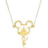 Colar Personalizado Mickey Com Castelo E Nome Folheado Em Ouro 18k [f027]