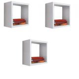 Kit 3 Nicho Decorativo 35x35x15 Cm Branco Em Mdf [f031]
