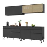 Armário De Cozinha Compacta 240cm Veneza Multimóveis V3696 Preto Preto