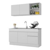 Armário De Cozinha Compacta 150cm Com Rodapé Veneza Multimóveis V2114 Branco Branco