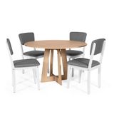 Mesa De Jantar Redonda Montreal Jade Com 4 Cadeiras Estofadas Ella Branco/cinza Escuro