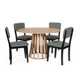Mesa De Jantar Redonda Gabi Jade Com 4 Cadeiras Estofadas Ella Preto/cinza