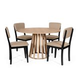 Mesa De Jantar Redonda Gabi Jade Com 4 Cadeiras Estofadas Ella Preto/bege