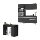 Cozinha Compacta Com Bancada Americana/mesa Veneza Multimóveis Mp2211 Preto/branco