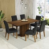 Conjunto Sala De Jantar Mesa Tampo De Madeira 6 Cadeiras Rustic/oxford Hanna Madesa
