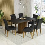 Conjunto Sala De Jantar Mesa Tampo De Madeira 6 Cadeiras Rustic/preto/oxford Hanna Madesa