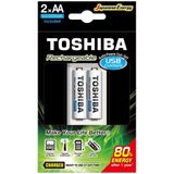 Carregador De Pilha Usb Tnhc-6gme2 Cb (c/2 Pilhas Aa 2000 Mah) Toshiba