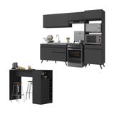 Armário De Cozinha Compacta Com Mesa/bancada Veneza Multimóveis Mp2210 Preto