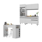 Cozinha Compacta Com Bancada Americana/mesa Veneza Multimóveis Mp2211 Branco/preto