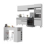 Armário De Cozinha Compacta Com Mesa/bancada Veneza Multimóveis Mp2210 Branco/preto