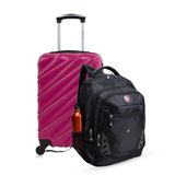 Kit Mala De Bordo Pink Havana + Mochila Fuji Swiss Move