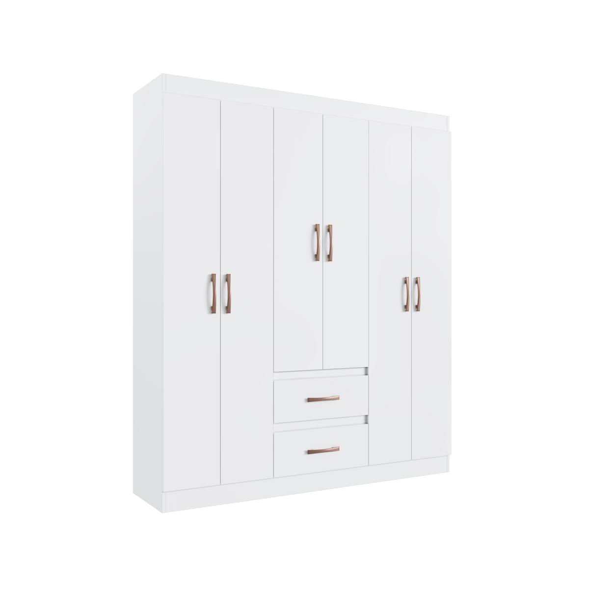 Guarda-roupas Solteiro 6 Portas E 2 Gavetas Multimóveis Cr35210 Branco