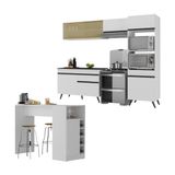 Armário De Cozinha Modulado Com Bancada Americana Multimóveis Mp2209 Branco/preto