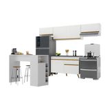 Armário De Cozinha Modulado Com Bancada Veneza Multimóveis Mp2212 Branco/dourado