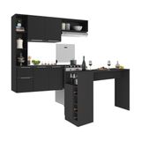 Armário De Cozinha Com Bancada Americana/mesa Gourmet Sofia Multimóveis Mp2195 Preto