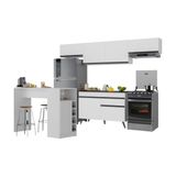 Armário De Cozinha Modulado Com Bancada Veneza Multimóveis Mp2212 Branco/preto