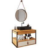 Gabinete De Banheiro Harley Com Espelho E Cuba Dalla Preta Preto/canela/off White/castanho