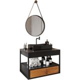 Gabinete De Banheiro Harley Com Espelho E Cuba Dalla Preta Preto/preto/canela/preto