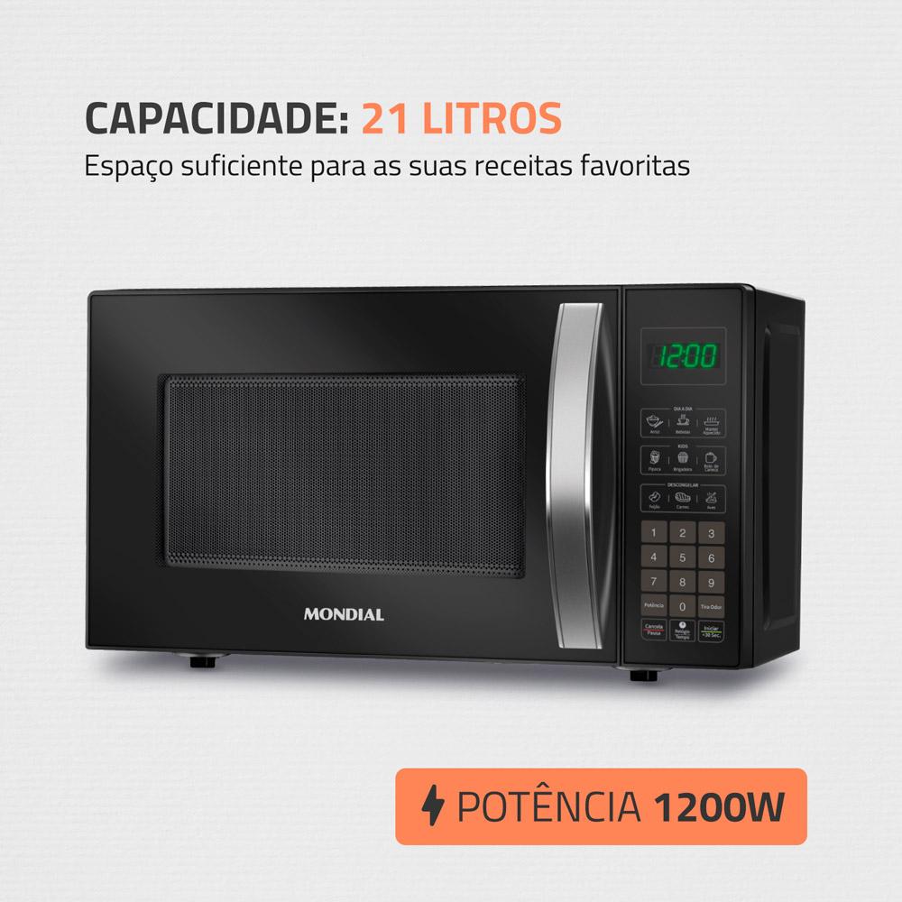 Forno Micro-ondas 21l Mondial Mo01 Preto 127v