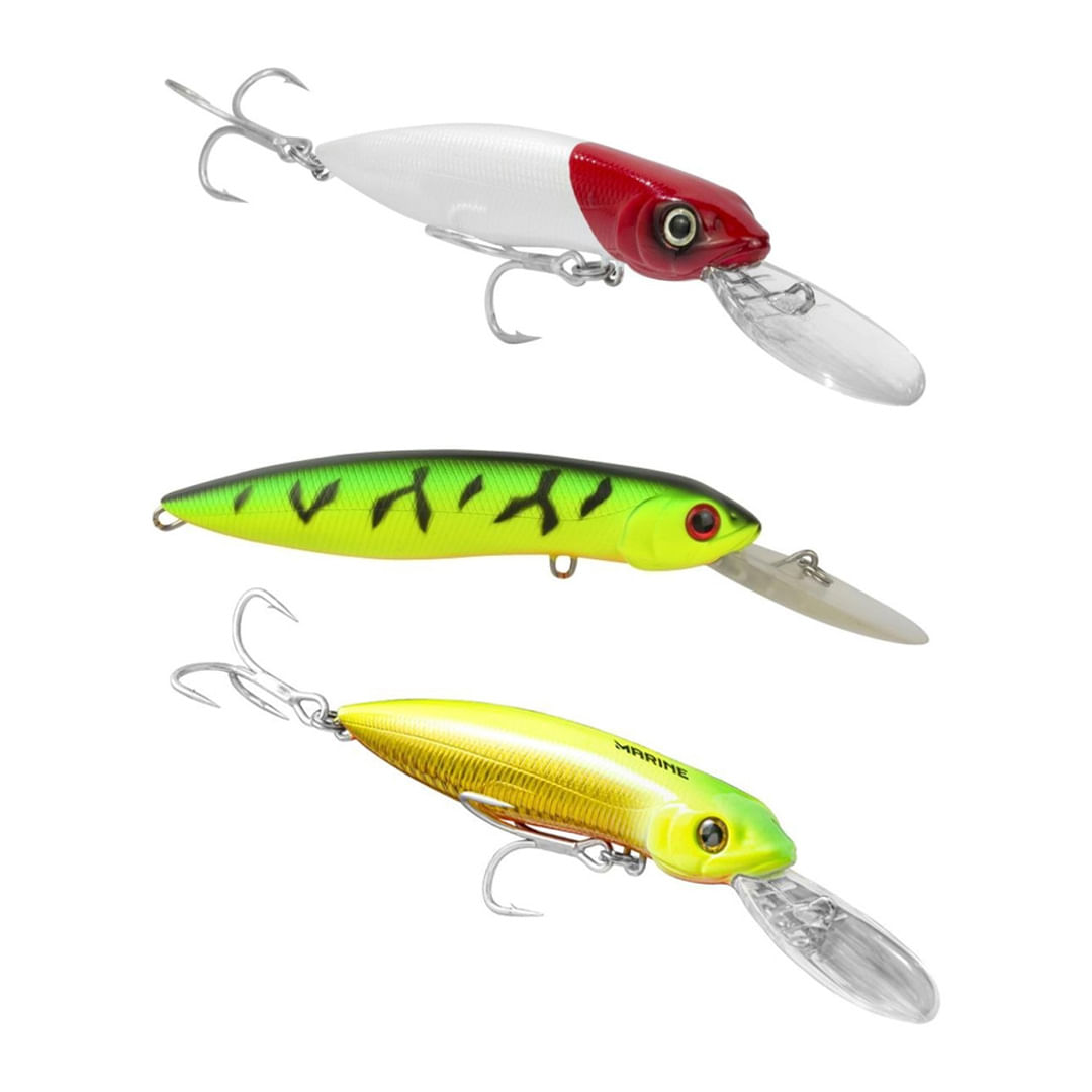 Kit 3 Iscas Artificiais Profundidade Marine Sports Power Minnow 120dr 12cm 32g