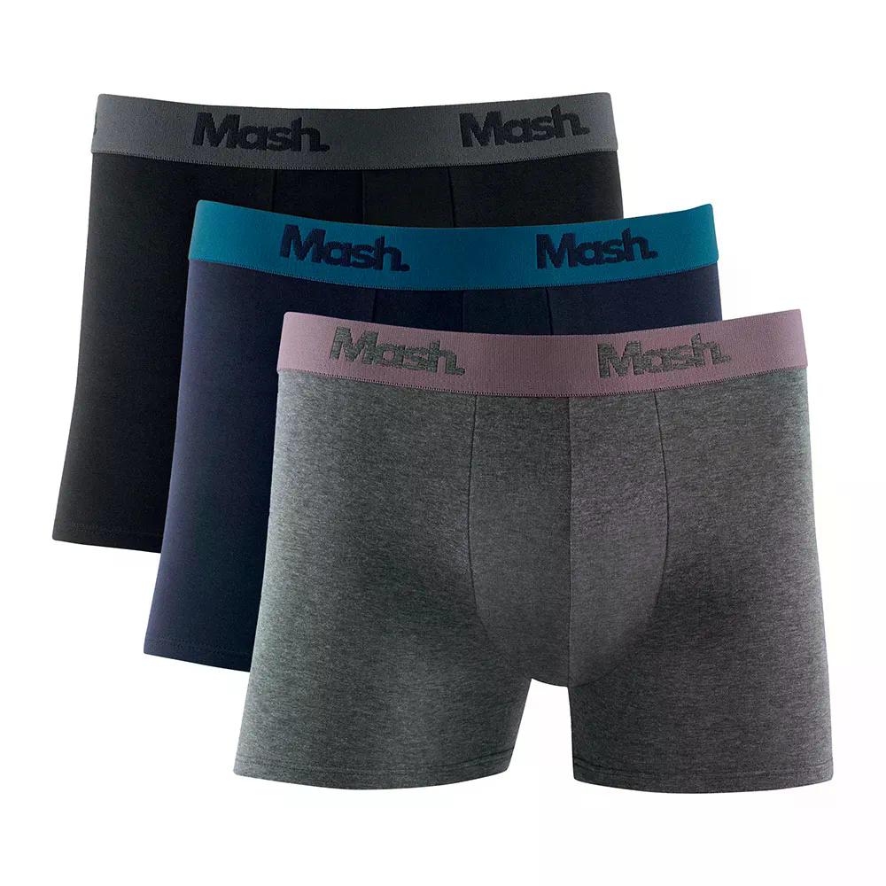 Kit 3 Cuecas Boxer Cotton Mash Sortido G