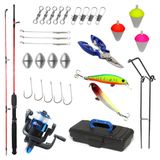 Kit Pesca Completo Molinete Com Linha + Vara 1,35m 2 Partes + Acessórios Até 5kg