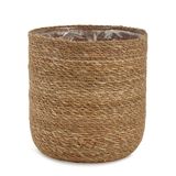 Cachepot Em Fibra Natural Cesto Decorativo - Marrom