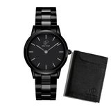 Relógio De Pulso Masculino 40mm + Carteira Couro Slim Preto