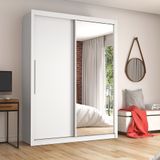 Guarda Roupa Solteiro 2 Portas 1 Porta Espelhada Royale Gelius Móveis Branco Acetinado