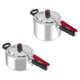 Kit Com 2 Panelas De Pressão Clock 4,5 Litros E 3 Litros Original Polida Fechamento Interno