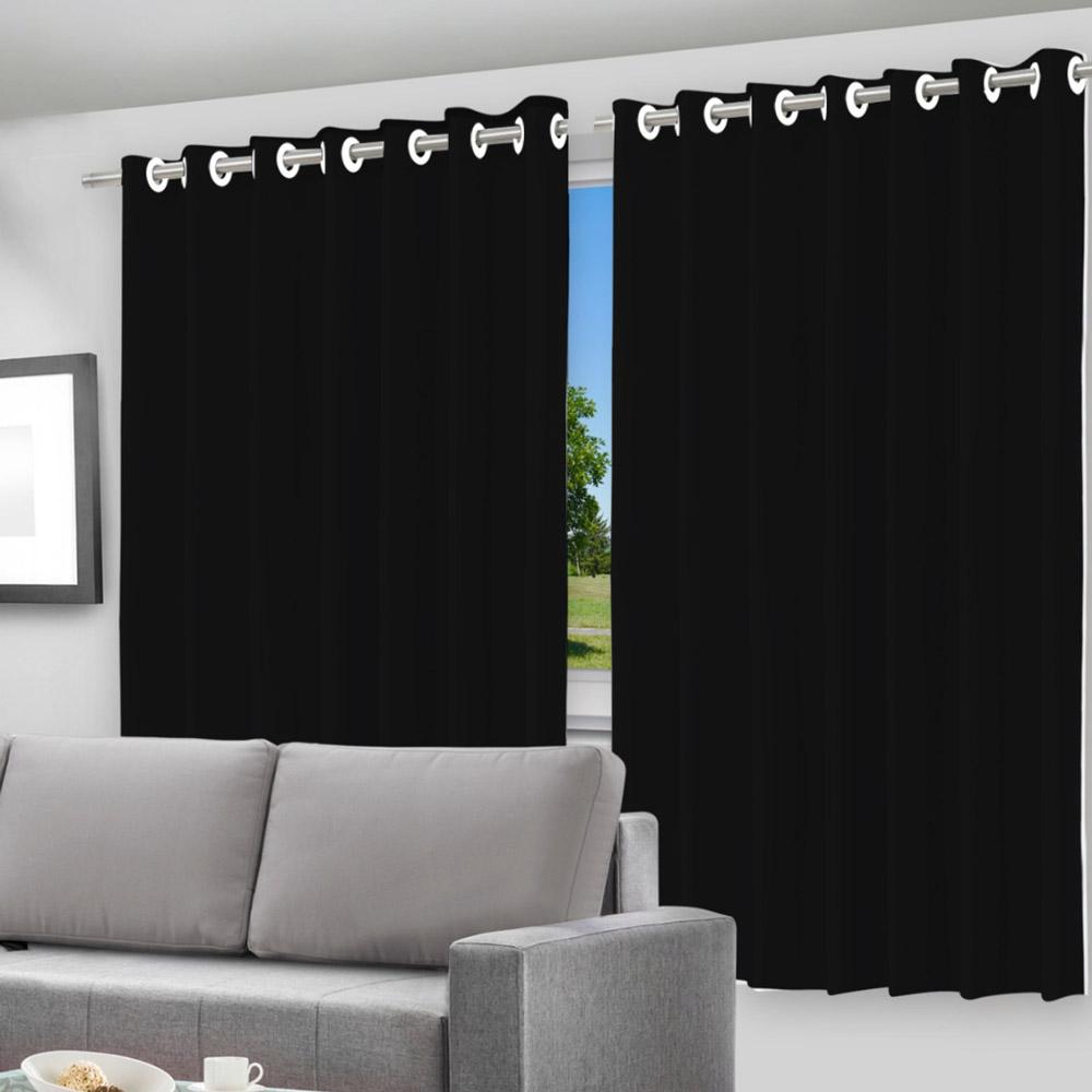 Cortina Blackout Dupla Face Varão 280x180cm Com Ilhós Vida Pratika 1826 Preta