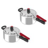 Kit Com 2 Panelas De Pressão Clock 3 Litros Original Polida Fechamento Interno