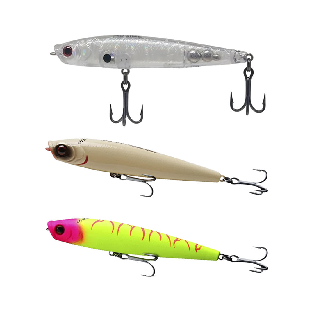 Kit 3 Iscas Artificiais Superfície Marine Johnny Hoffmann Animal 100 10cm 14g