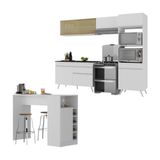 Armário De Cozinha Modulado Com Bancada Americana Multimóveis Mp2209 Branco