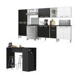 Armário De Cozinha Modulado Com Bancada Americana Xangai Multimóveis Mp2206 Branco/preto