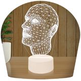 Luminária Led 3d Rosto Busto Abajur 2 - Base Branca