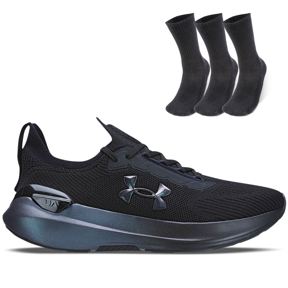 Kit 1 Tênis De Corrida Masculino Under Armour Charged Hit E 1 Pct Com 3 Pares De Meia Cano Alto