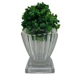 Vaso de cristal estilo pedestal com planta artificial