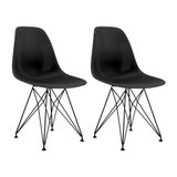 Conjunto 2 Cadeiras Eames Pp Preto Eiffel Base Preta