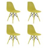 Conjunto 4 Cadeiras Eames Pp Limão Siciliano Pés Em Polipropileno