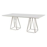 Mesa De Jantar Milão Retangular Off White Com Base Metal Champanhe 2 M